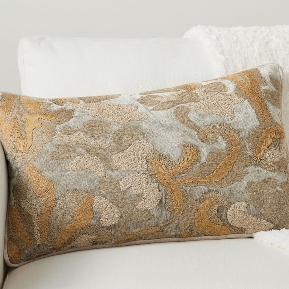 Pottery Barn Eleonora Embroidered Lumbar Pillow Case